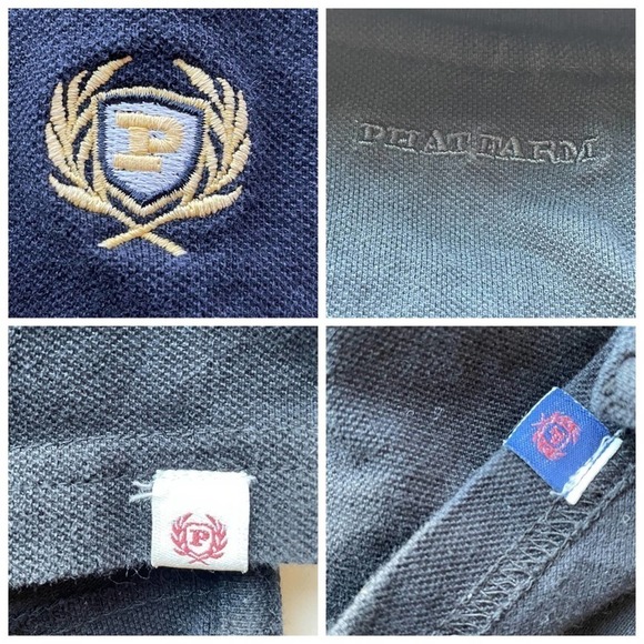 PHAT FARM Vintage Pique Polo Shirt Black 2XL Logo Preppy Hip Hop Oversized - Picture 7 of 10